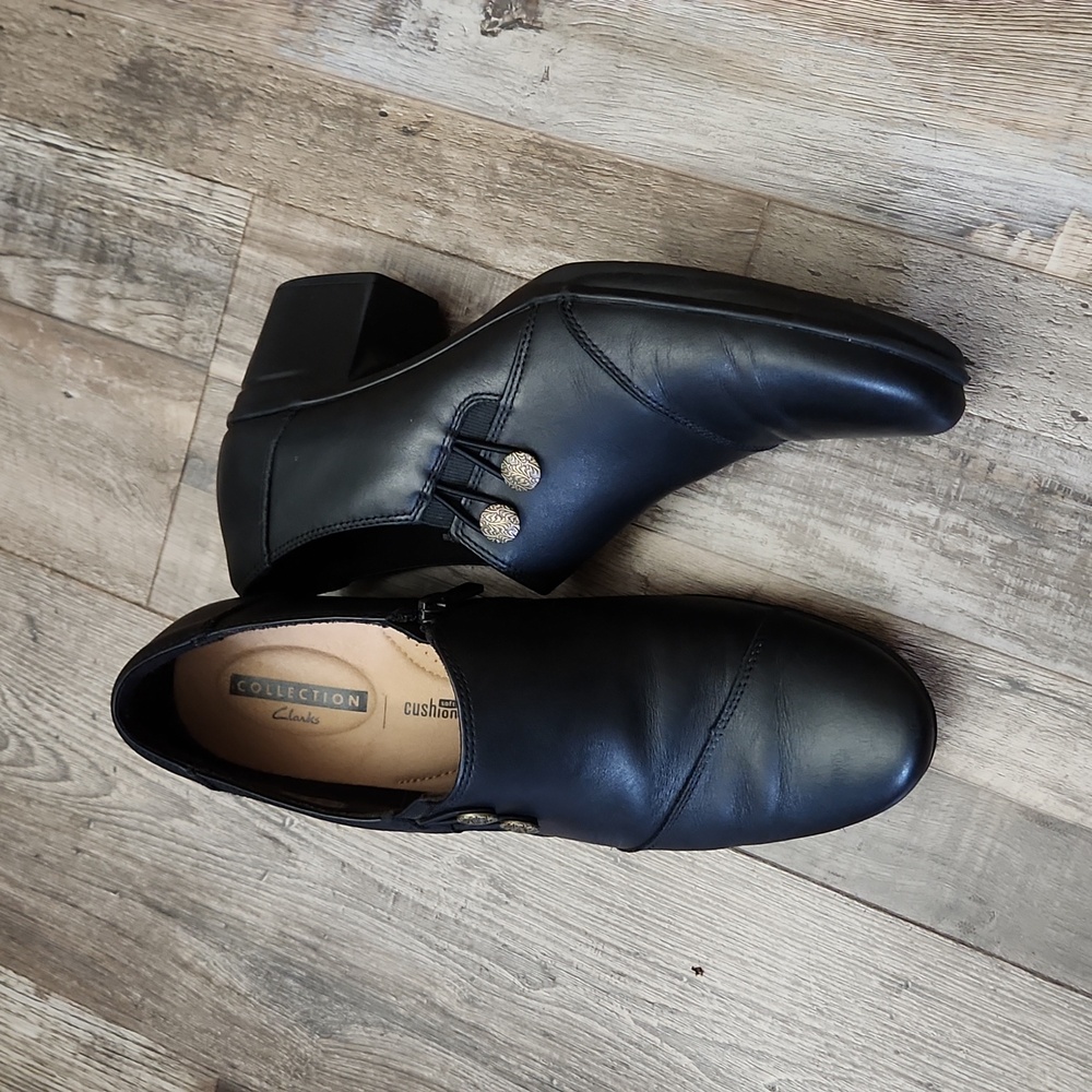 Clarks Originals Womens Emslie Warren Black Slip On Booties‎ Size 11N Neutral